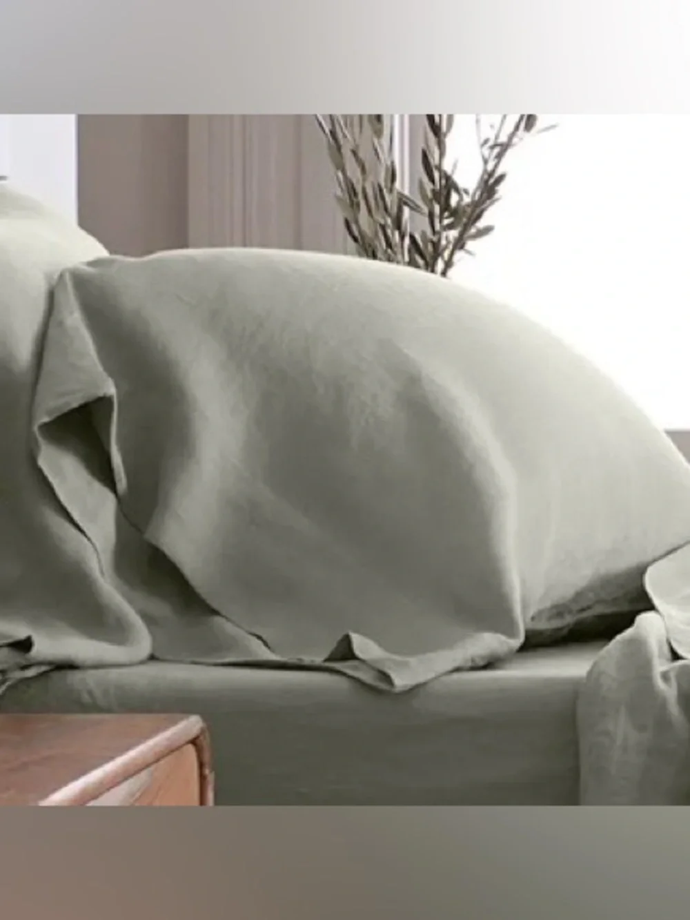 Quince European Linen Pillowcase Set, King (Willowleaf)